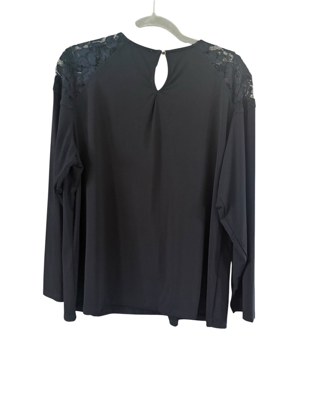 Women's Carmen Marc Valvo Black Lace Detail Blouse, Size 1X - Picture 3 of 8